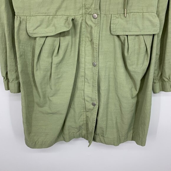 7 for all Mankind Jacket Utility Hood Button Snap Zip Green Lyocell - Picture 6 of 10